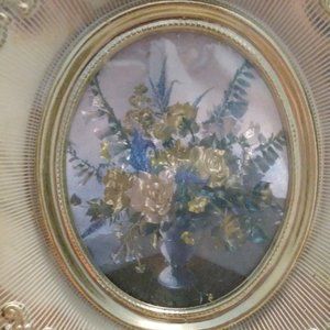 Vintage Foil Floral Prints in Shadowbox Frames